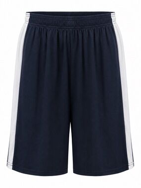 Real Essentials Men’s XL Athletic Basketball Shorts Navy White Pockets